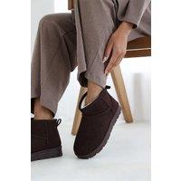 Where's That From Women's 'Kamila' Mini Faux-Suede Fur Lined Ankle Boots in Brown | Size: 4