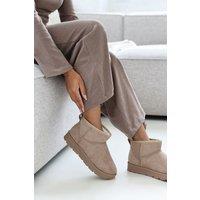 Where's That From Women's 'Kamila' Mini Faux-Suede Fur Lined Ankle Boots in Camel | Size: 7