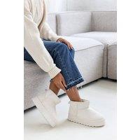 Where's That From Women's 'Eveline' Platform Fur Lining Ankle Boots in Cream | Size: 8