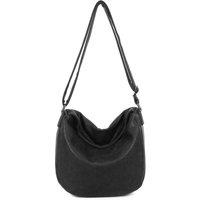 Woodland Leathers Women's Slouch Shoulder Bag, Long Strap Crossbody Hobo Bag in Black
