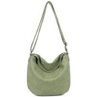 Woodland Leathers Women's Slouch Shoulder Bag, Long Strap Crossbody Hobo Bag in Green