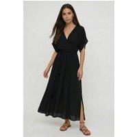 Raffya Women's Candice Flutter Sleeve Jacquard Maxi Dress In Black | Size: 14