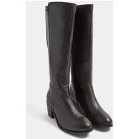 Yours Women's Leather Knee High Boots In Wide E Fit in Dark Brown | Size: 8E