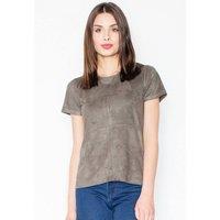 Love Lace Women's Short Sleeve Simple Blouse for Everyday Wear in Khaki | Size: Small