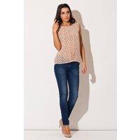 Love Lace Women's Chiffon Bird Print Sleeveless Blouse Zip in Pink | Size: XL