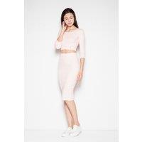 Love Lace Women's Cotton Sleeve Crop Top Pencil Skirt Set in Pink | Size: Large/XL