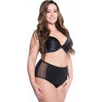 KDMD Women's Classic Seamless Bikini Bottom with Lace in Black | Size: Large