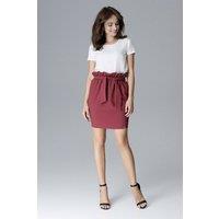 Love Lace Women's Fitted Pleated Top Mini Skirt with Tie Belt in Burgundy | Size: Large