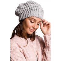 Love Lace Women's Knitted Beret Hat Soft Stretch Beanie Beret for Everyday Wear in Grey