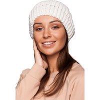 Love Lace Women's Knit Beret Hat Soft Stretch Beanie Cap for Everyday Casual Wear in White