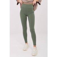 Love Lace Women's High Waist Ribbed Long Leggings for Sport in Green | Size: Large