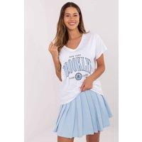 Love Lace Women's Cotton V Neck T-Shirt Pleated Mini Skirt Set Style 217296 in White