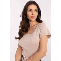 Love Lace Women's Everyday Cotton Elastane Round Neck T-Shirt in Beige | Size: Large/XL