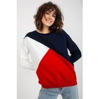 Love Lace Women's Tricolor Long Sleeve Round Neck Sweatshirt in Navy