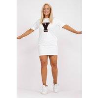 Love Lace Women's Overhead Short Sleeve Patch Mini Dress in White