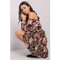 Love Lace Women's Long Sleeve Spanish Neck Day Dress Frilled in Black