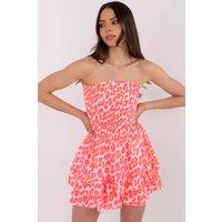 Love Lace Women's Cotton Pleated Ruffle Sleeveless Jumpsuit in Pink