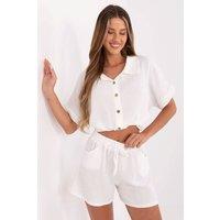 Love Lace Women's Cotton Muslin High Waist Tie Wide Leg Shorts in White