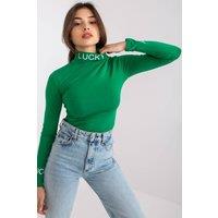 Love Lace Women's Fitted Cotton Turtleneck Blouse With Lettering in Green