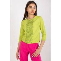 Love Lace Women's 3/4 Sleeve Lace Front Blouse in Green | Size: 40