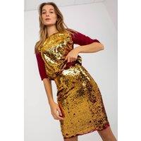 Love Lace Women's Sequin Pencil Cut Evening Skirt with Zipper in Red | Size: 36