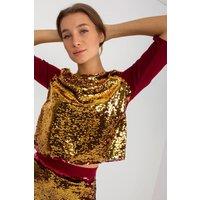 Love Lace Women's 3/4 Sleeve Sequined Blouse in Red | Size: 36
