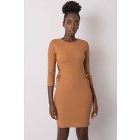 Love Lace Women's Ribbed Cotton Pencil Dress with Side Lacing Style 215892 in Brown | Size: 38