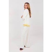 Love Lace Women's Minimalist Casual Sweatshirt Tracksuit Set in Off-White