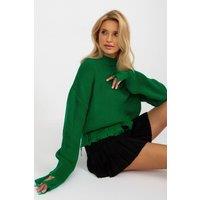 Love Lace Women's Stand Collar Loose Fit Long Sleeve Sweater in Green
