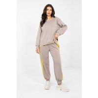 Love Lace Women's Stylish Sweatshirt & Pants Tracksuit Set in Taupe
