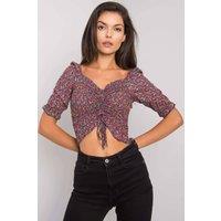 Love Lace Women's Fitted Short Sleeve V Neck Creased Blouse in Blue | Size: Medium