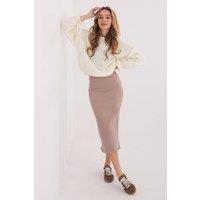 Love Lace Women's Ribbed Cotton Elastane Midi Knit Skirt Style 223372 in Beige | Size: Large/XL