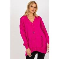 Love Lace Women's Heart Neck Button Down Long Sleeve Eyelet Cardigan in Pink