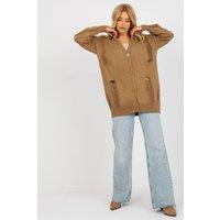 Love Lace Women's Heart Neck Button Down Cardigan Sweater Style 175747 in Brown