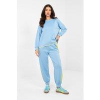 Love Lace Women's Stylish Sweatshirt & High Waist Sweatpants Set in Blue