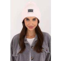 Love Lace Women's Soft Acrylic Beanie Cap with Fashion Patch & Wide Fold Comfort Fit in Pink