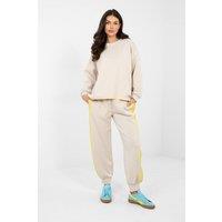 Love Lace Women's Stylish Sweatshirt & High Waisted Pants Set in Beige