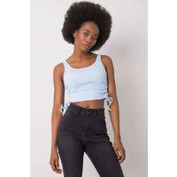 Love Lace Women's Ribbed Cotton Strappy Crop Top with Side Ties in Blue | Size: Large