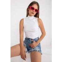 Love Lace Women's Ribbed Half Turtleneck Straight Cut Top Style 168219 in White | Size: Medium