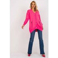 Love Lace Women's Heart Neck Button Down Cardigan with Holes in Pink