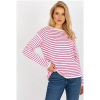 Love Lace Women's Classic Color Stripe Long Sleeve Sweater in Pink