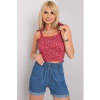 Love Lace Women's Floral Tie Strap Short Summer Top in Red | Size: Large