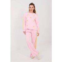 Love Lace Women's Buttery Soft Heart Stripe Sweatshirt Pants Set in Pink