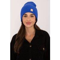 Love Lace Women's Soft Acrylic Classic Beanie Hat with Discreet Front Patch Monochrome in Blue