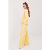 Love Lace Women's Butter Soft Sweatshirt Heart Wide Leg Pants Set in Yellow