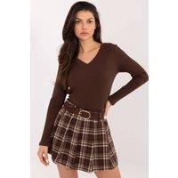 Love Lace Women's Cotton Elastane V Neck Long Sleeve Blouse Style 221818 in Brown | Size: Large/XL