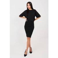 Love Lace Women's Ribbed Midi Skirt with Elastic Waistband Style 223368 in Black | Size: S/M