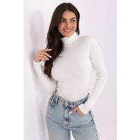 Love Lace Women's Ribbed Cotton Turtleneck Golf Sweater in White | Size: S/M