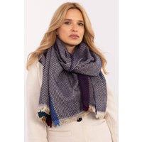 Love Lace Women's Winter Striped Viscose Scarf Soft Warm with Tassel Ends in Blue