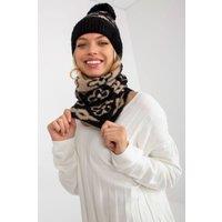 Love Lace Women's Warm Infinity Scarf Chimney with Pattern & Matching Cap Set in Black